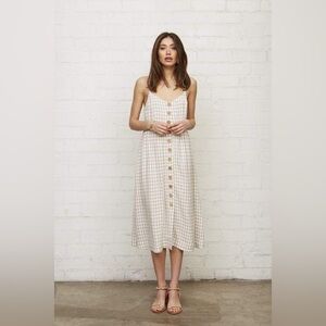 Rachel pally Clare beige gingham linen dress size M